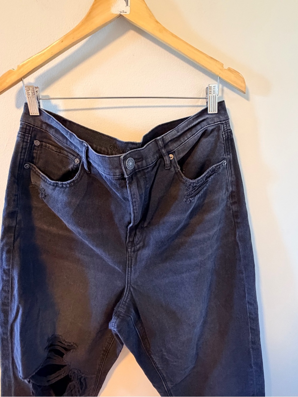 American Eagle Distressed Black Highest Waist 90s Boyfriend Jeans - 16s - Picture 5 of 5